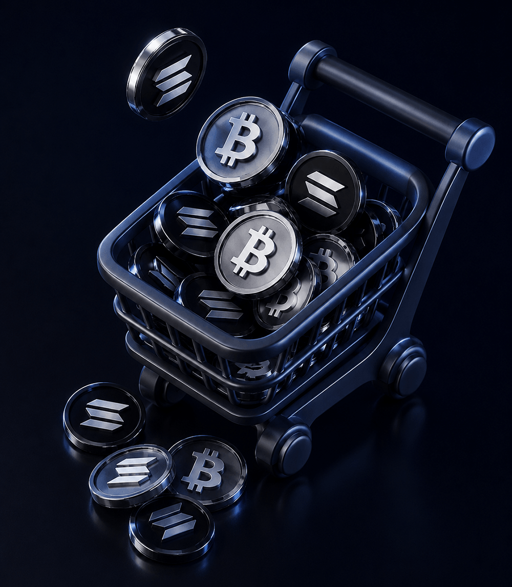 Shopping cart filled with dark crypto coins